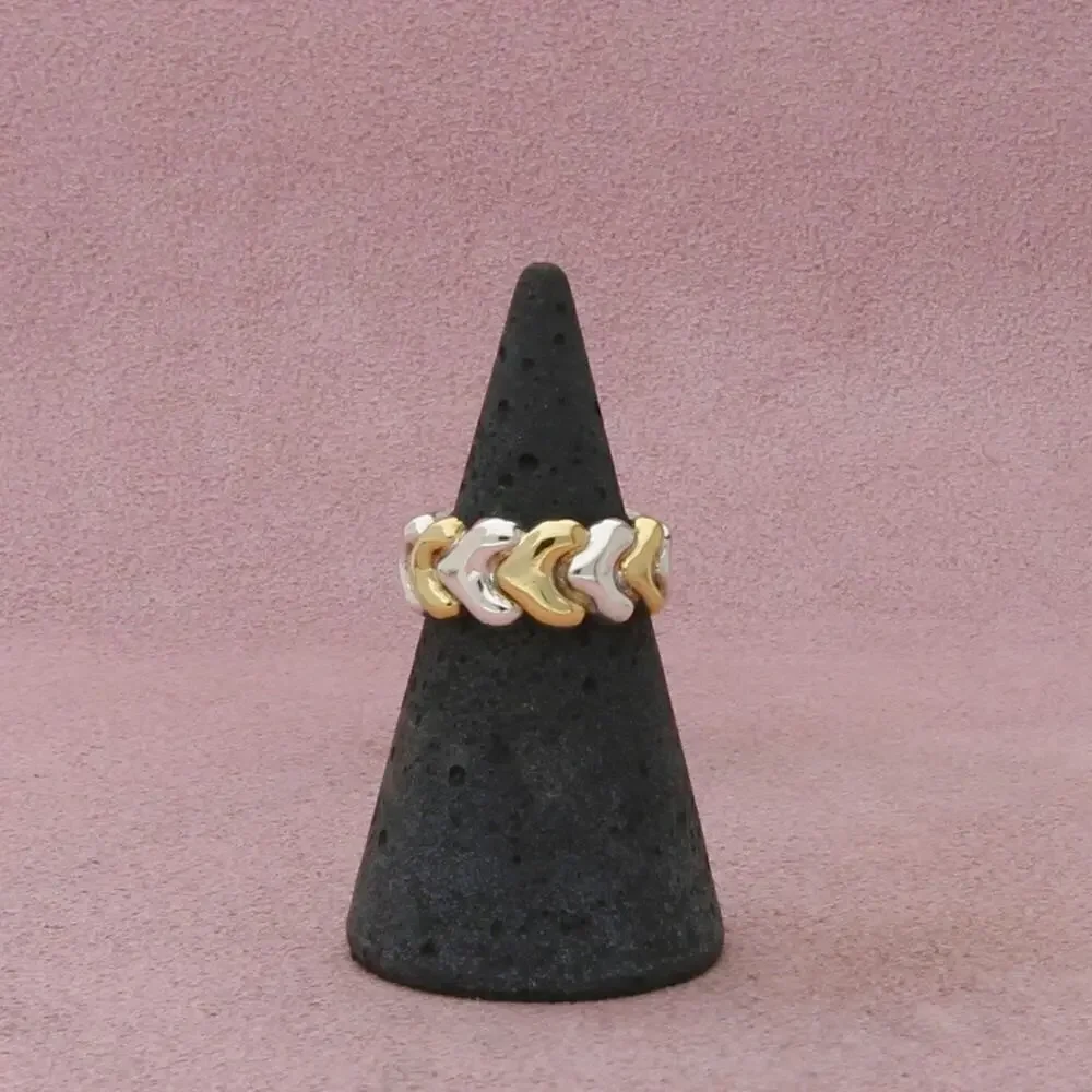 mexico sterling silver vintage two tone band ring size 4.5